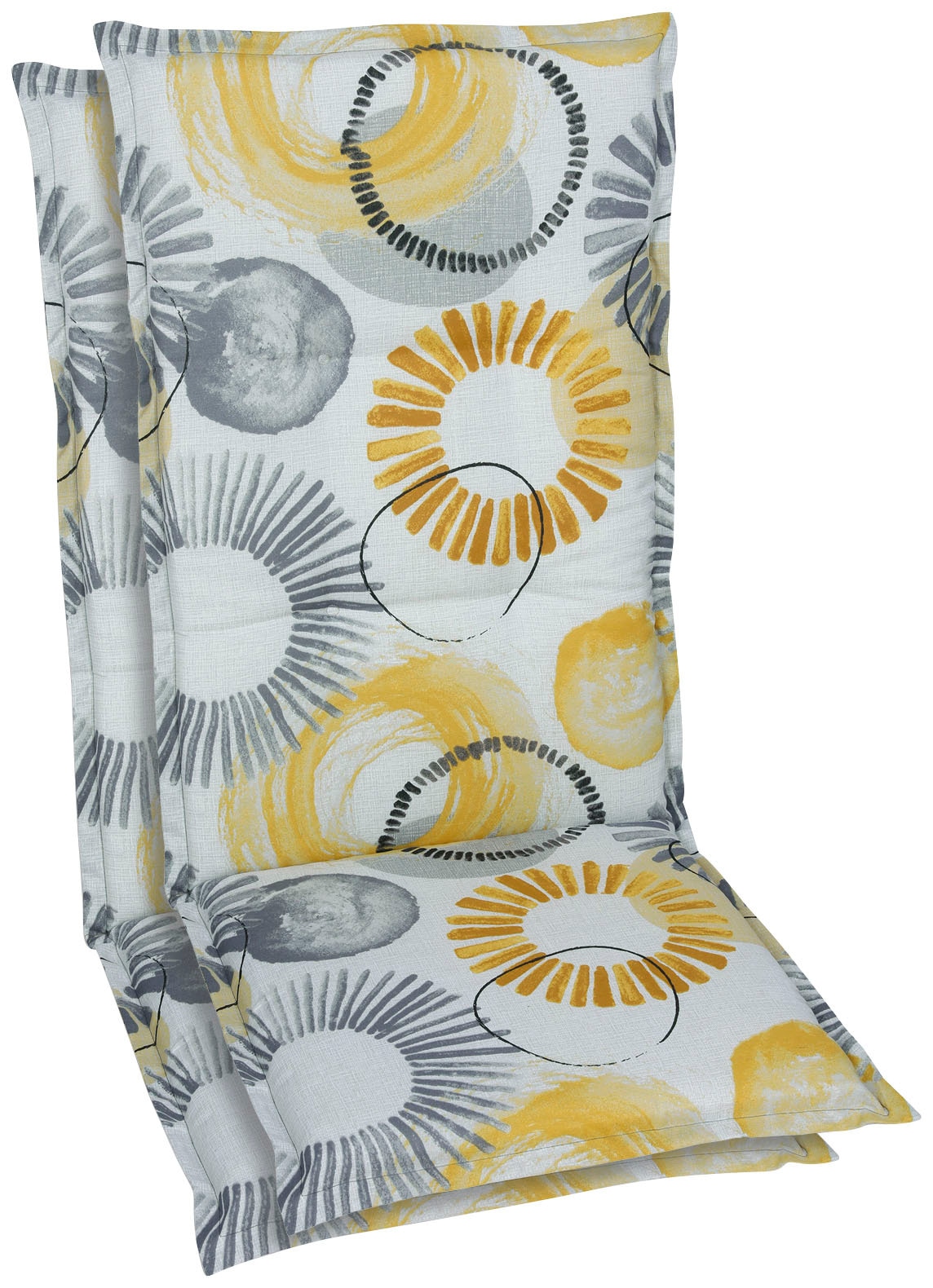 Sesselauflage GO-DE, beige, B:50cm H:108cm, Bezug: 65% Polyester, 35% Baumwolle, Polsterauflagen, 2er Set, 108 x 50 cm, mittel