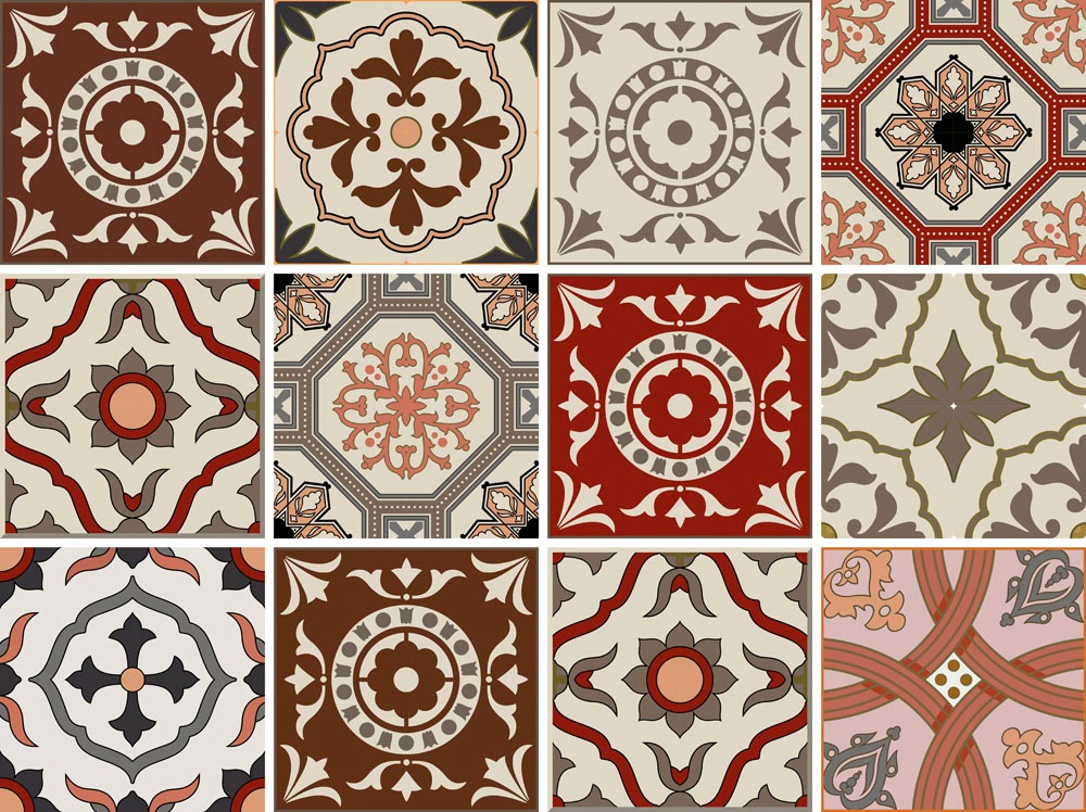 Fliesenaufkleber HOME AFFAIRE "Ornamente", rot, B:15cm H:15cm, Fliesenaufkleber, Stickerfliesen, selbstklebend, Sticker, 12er Set Image
