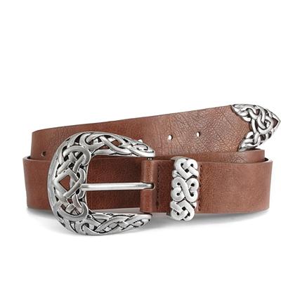 Hüftgürtel LASCANA "Hosengürtel", Damen, Gr. 80, braun (braun, dunkelbraun), Lederimitat, unifarben, casual,modisch, Gürtel Hüftgürtel Gürtel, mit Schnalle im Western Look, Gürtel, Jeansgürtel, Westerngürtel Image