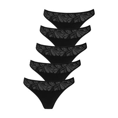 String VIVANCE, Damen, Gr. 32/34, schwarz, Obermaterial: 95% Baumwolle, 5% Elasthan. Spitze: 90% Polyamid, 10% Elasthan, unifarben, körpernah, Unterhosen, aus elastischer Baumwoll-Qualität Image