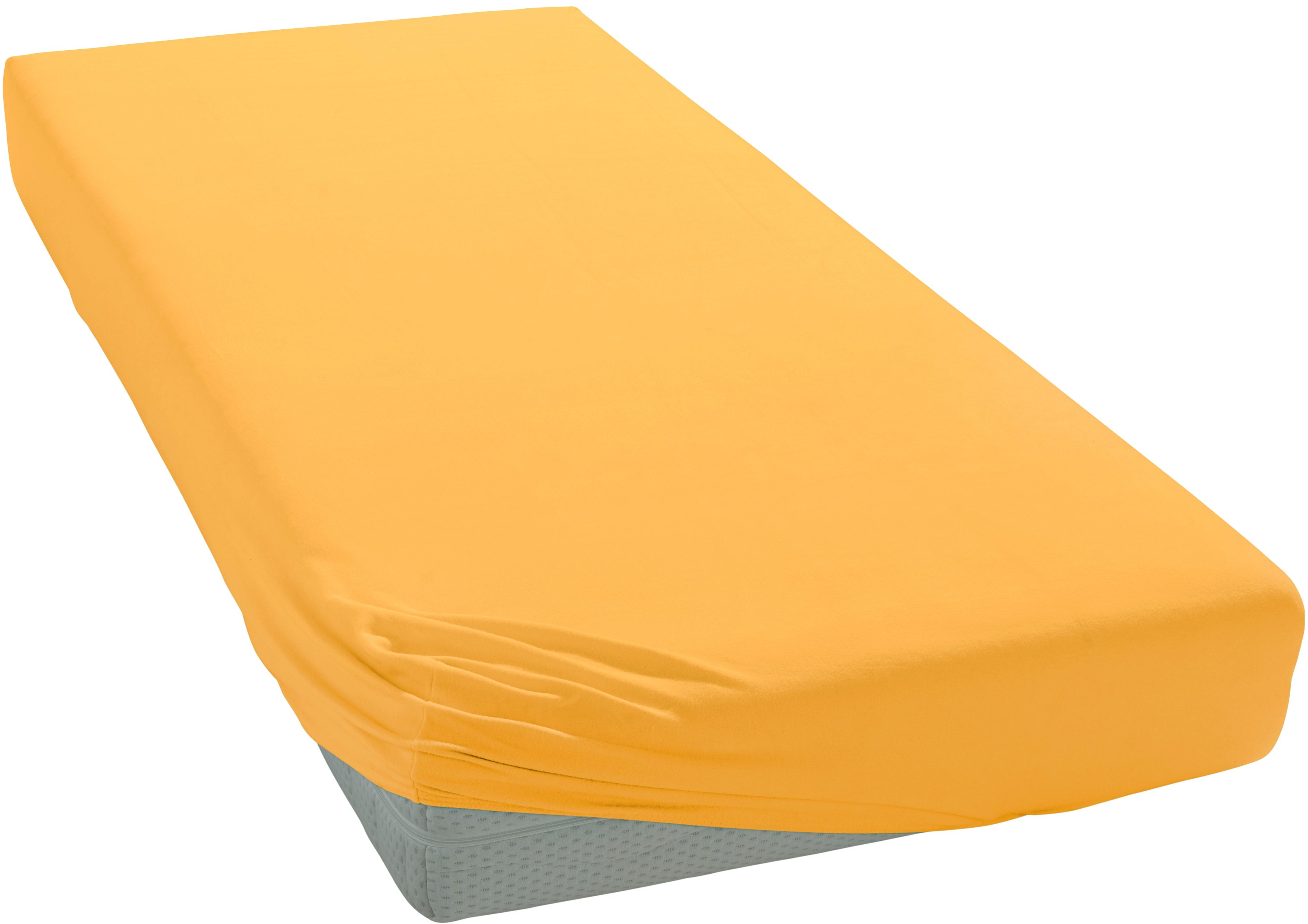Spannbettlaken JANINE "MAKO-FEINJERSEY 5007", gelb (sonnengelb), L:200cm, Mako-Jersey, Obermaterial: 100% Baumwolle, Bettlaken, aus 100% Baumwolle, für Matratzen bis 26 cm Höhe Image