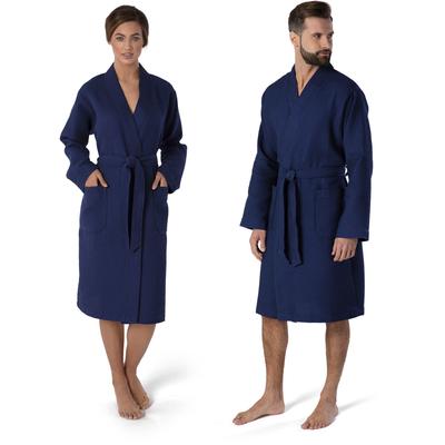 Kimono MÖVE "Homewear, ideal für Sauna & Spa, Hotelbademantel, Morgenmantel" Gr. XL, blau (dunkelblau), L:110cm in Gr. X