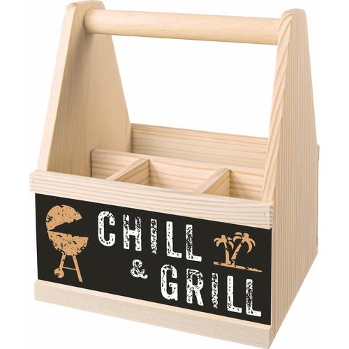„Besteckträger CONTENTO „“Chill & Grill““ Besteckkörbe schwarz (natur, schwarz) Weitere Tischaccessoires“