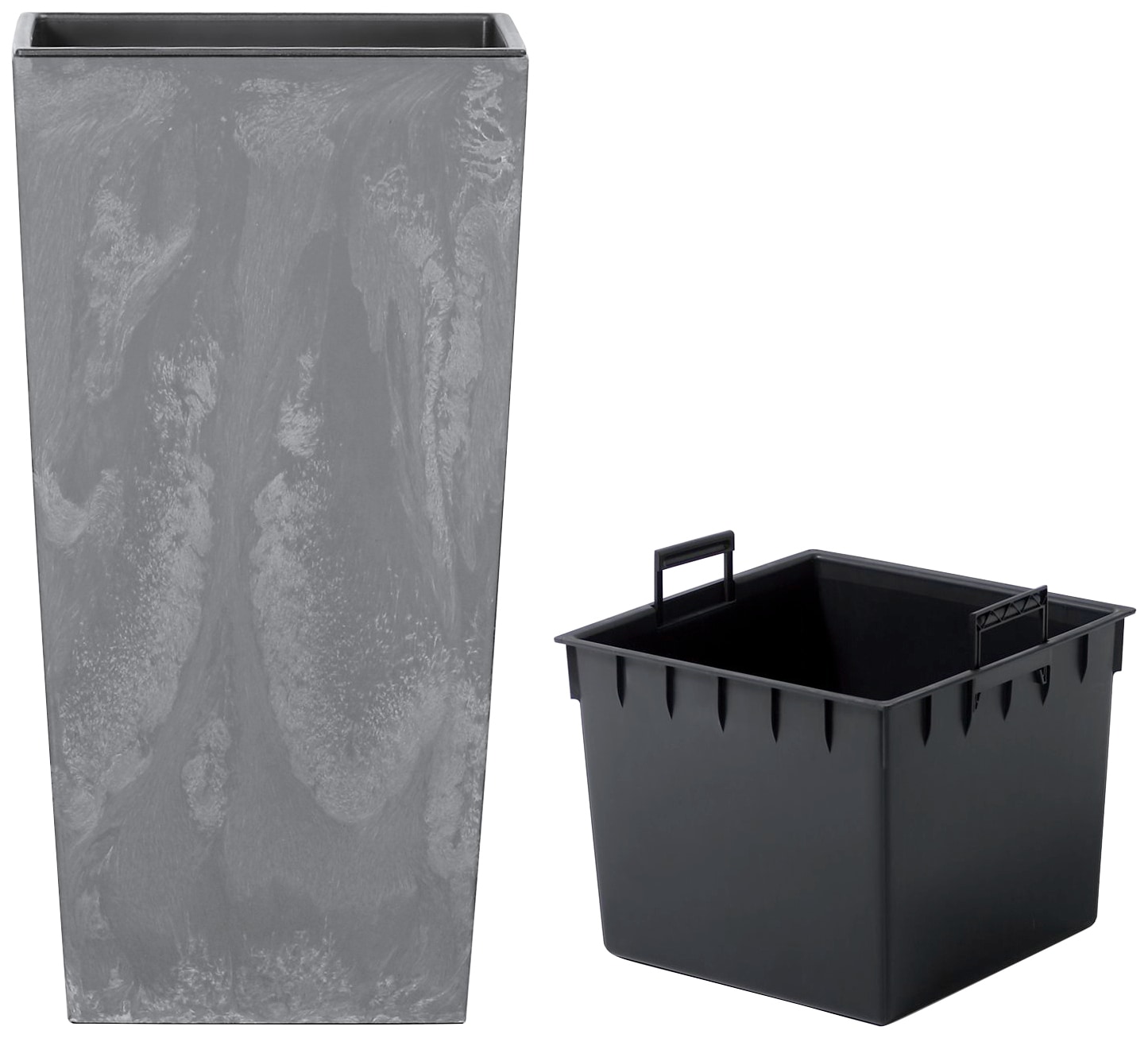 Pflanzkübel PROSPERPLAST "Urbi Square Effect", grau (granitgrau), B:22cm H:42cm T:22cm, Polypropylen, Pflanzgefäße, Pflanzkübel, BxTxH: 22x22x42 cm
