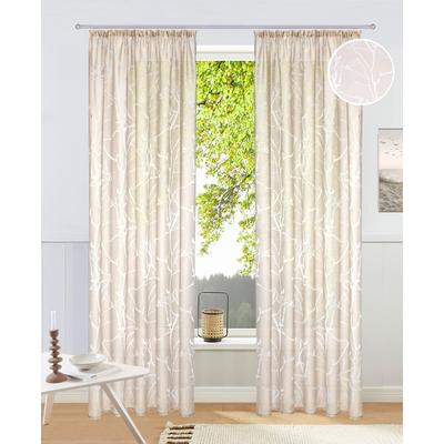 Gardine MY HOME "Anna" Gr. 5, beige (sand), B:140cm H:265cm, Ausbrenner, Polyester, Viskose, Gardinen, Viskose, Polyester, Äste-Motiv Image