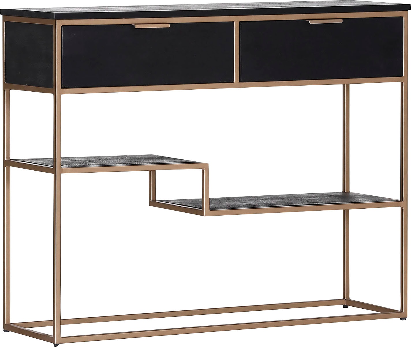 Konsole GUTMANN FACTORY "Porto", schwarz (schwarz, gold), B:100cm H:80cm T:33cm, Sideboards, Telefontisch Konsolentisch