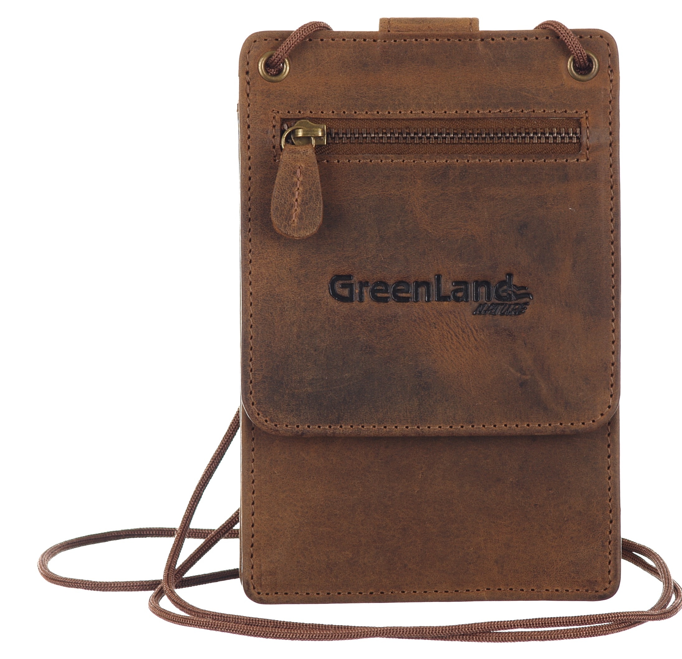 Brustbeutel GREENLAND NATURE, braun (dunkelbraun), Leder, Kleinlederwaren, perfekt für den Impfausweis Image