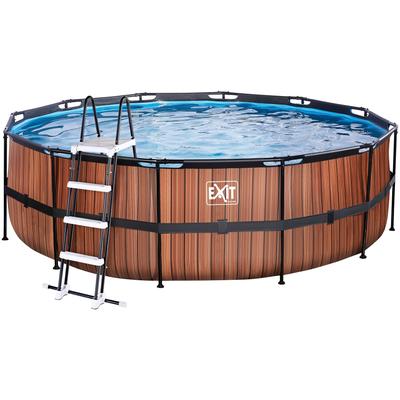 Framepool EXIT "inkl. Sicherheitsleiter", braun, H:122cm Ø:450cm, Schwimmbecken, ØxH: 450x122 cm, mit Kartuschenfilteranlage und Filterkartusche Image