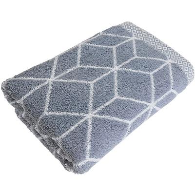 Duschtuch FRAMSOHN FROTTIER "Design Jacquard Prisma Badetuch", weiß (graphit, weiß), B:67cm L:140cm, Jacquard-Walkfrottier, Obermaterial: 100% Baumwolle, Handtücher (Packung), mehrfarbig gewebtem Saum, hergestellt in Österreich Image