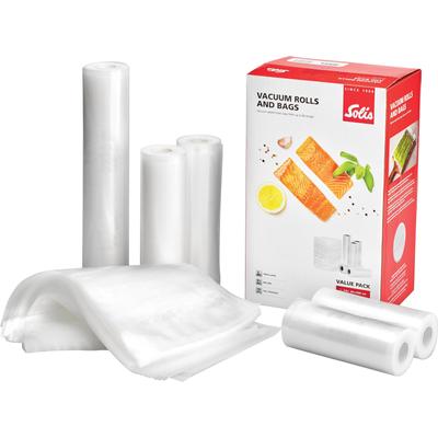 SOLIS OF SWITZERLAND Vakuumier-Folienrollen "922.65", transparent, Folienbeutel, Vorteilspack 5 Rollen und 50 Beutel Image
