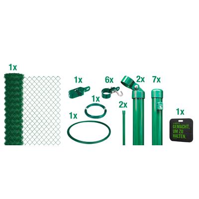 Maschendrahtzaun ALBERTS, grün, H:100cm, Stahl, Zaunelemente, Höhe: 80 - 200 cm, Gesamtlänge: 15 - 100 m, zum Einbetonie