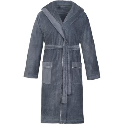Unisex-Bademantel ESPRIT "Box, ideal für Sauna & Spa, Hotelbademantel, Morgenmantel" Gr. XXL, grau (grau steel), L:114cm in Gr. XXL, Webvelours, Hausmäntel, mit Kapuze Image