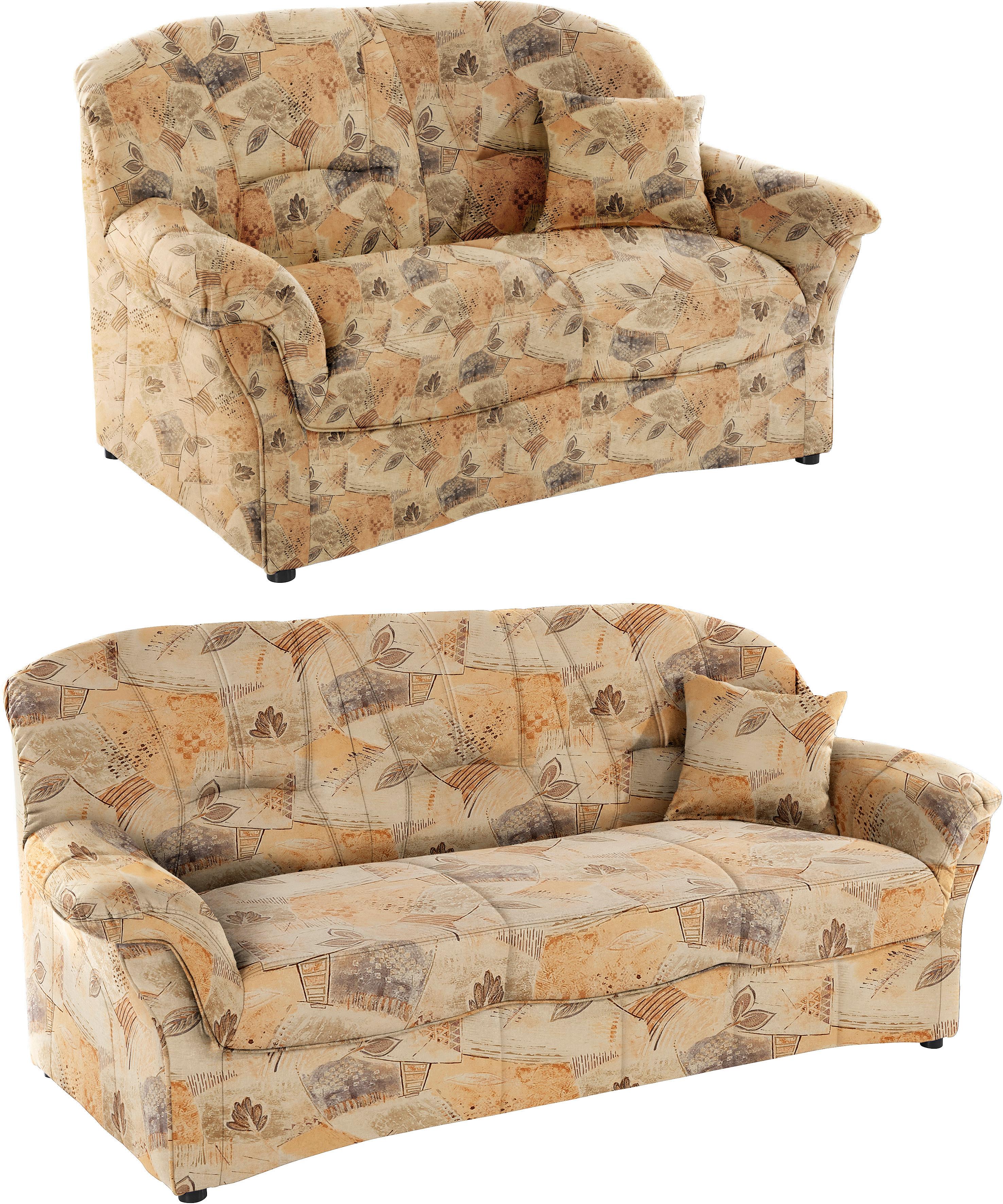 Polstergarnitur DOMO COLLECTION "Bahia zeitlos & elegantes Sofa, bequem", beige (beige,), Luxus-Microfaser, Inklusive Federkern, Sitzmöbel-Sets, 3-Sitzer & 2-Sitzer-Set