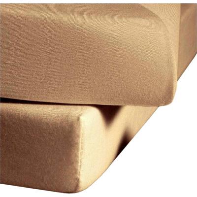 Spannbettlaken FLEURESSE "Comfort in Gr. 90x200, 140x200 oder 180x200 cm", beige (sand), B:200cm L:200-220cm, Mako-Jerse