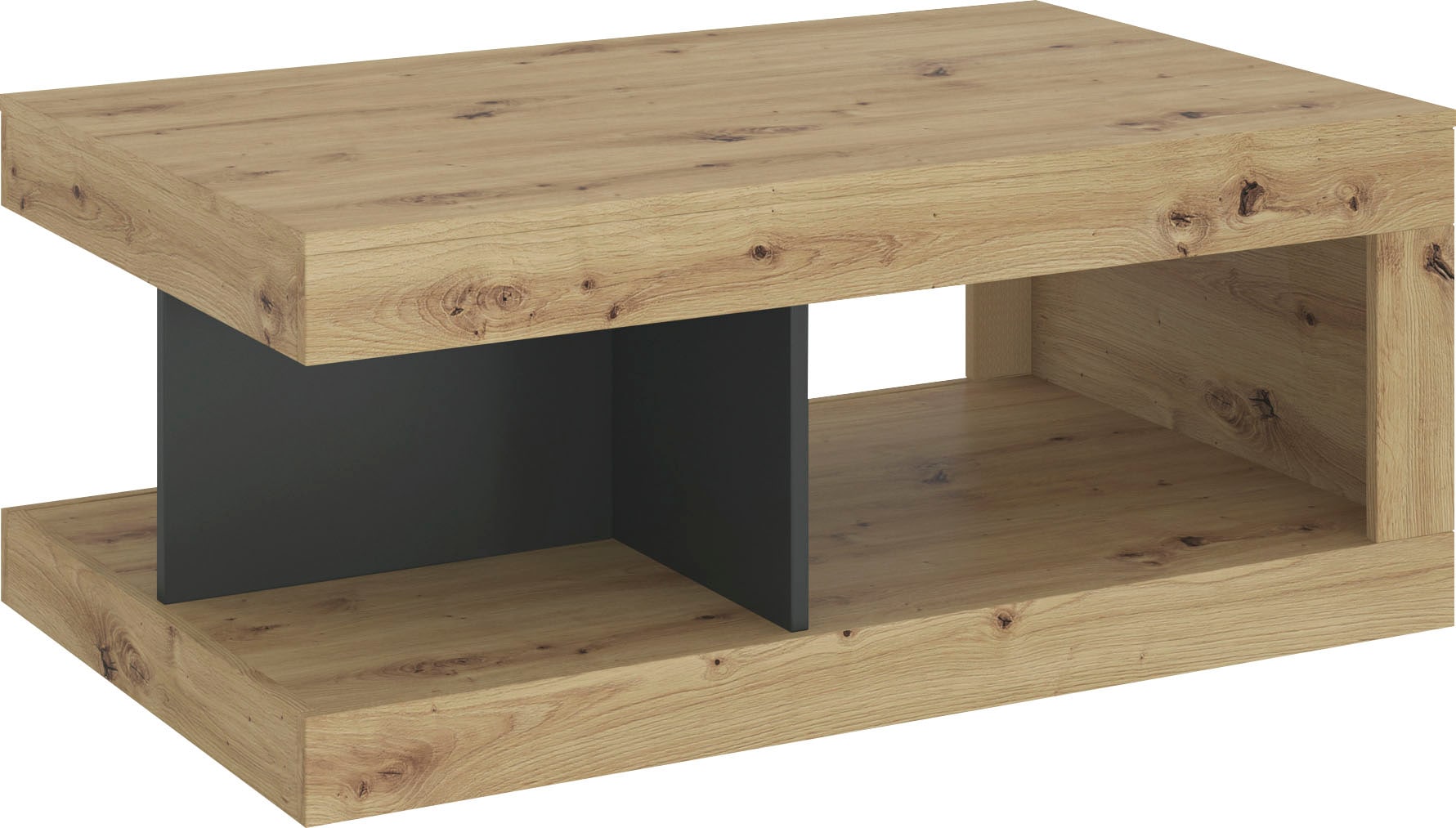 Couchtisch INOSIGN "Luci", braun (eichefarben artisan, kosmos anthrazit), Tische, Couchtisch Eckige Couchtische Holz-Couchtische, Breite 104 cm