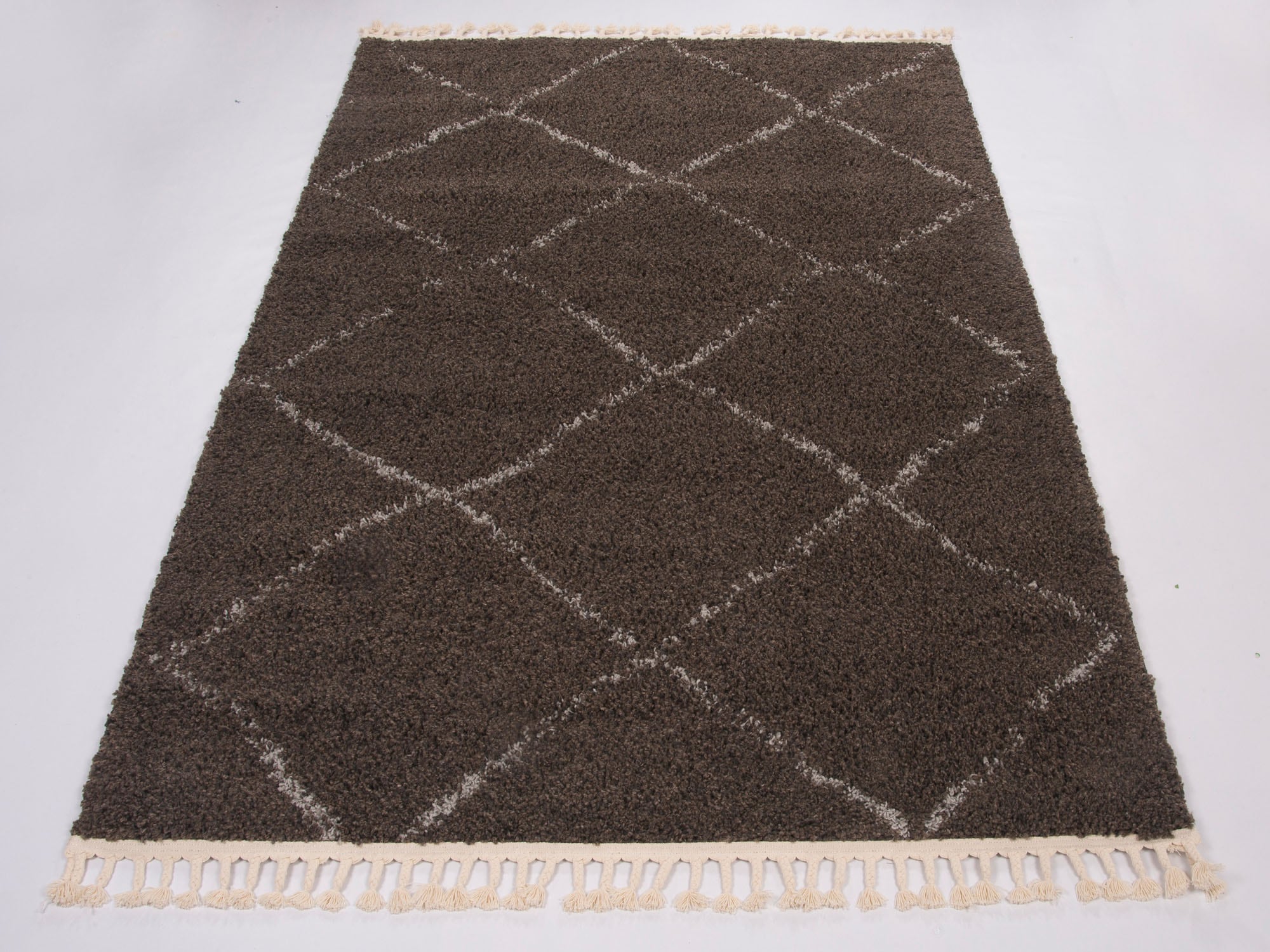 Hochflor-Teppich "Donna" Gr. 2, braun (braun, creme), B:68cm H:30mm L:140cm, Kunstfaser, GALLERY M BRANDED BY MUSTERRING, Teppiche, Wohnzimmer