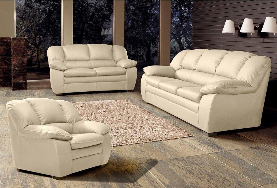 Polstergarnitur COTTA "Casino", beige (creme,), H:88cm T:92cm, FSC-zertifizierter Holzwerkstoff, Sitzmöbel-Sets, Sessel, 2-Sitzer, 2,5-Sitzer, hohe Rückenlehne