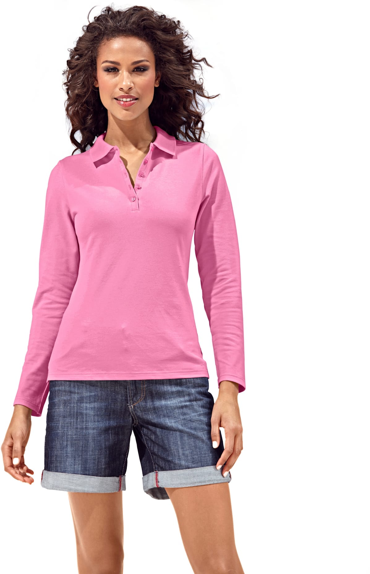 Poloshirt "Poloshirt", Damen, Gr. 42, pink, 95% Baumwolle, 5% Elasthan, B.C. BEST CONNECTIONS BY HEINE, unifarben, Shirts