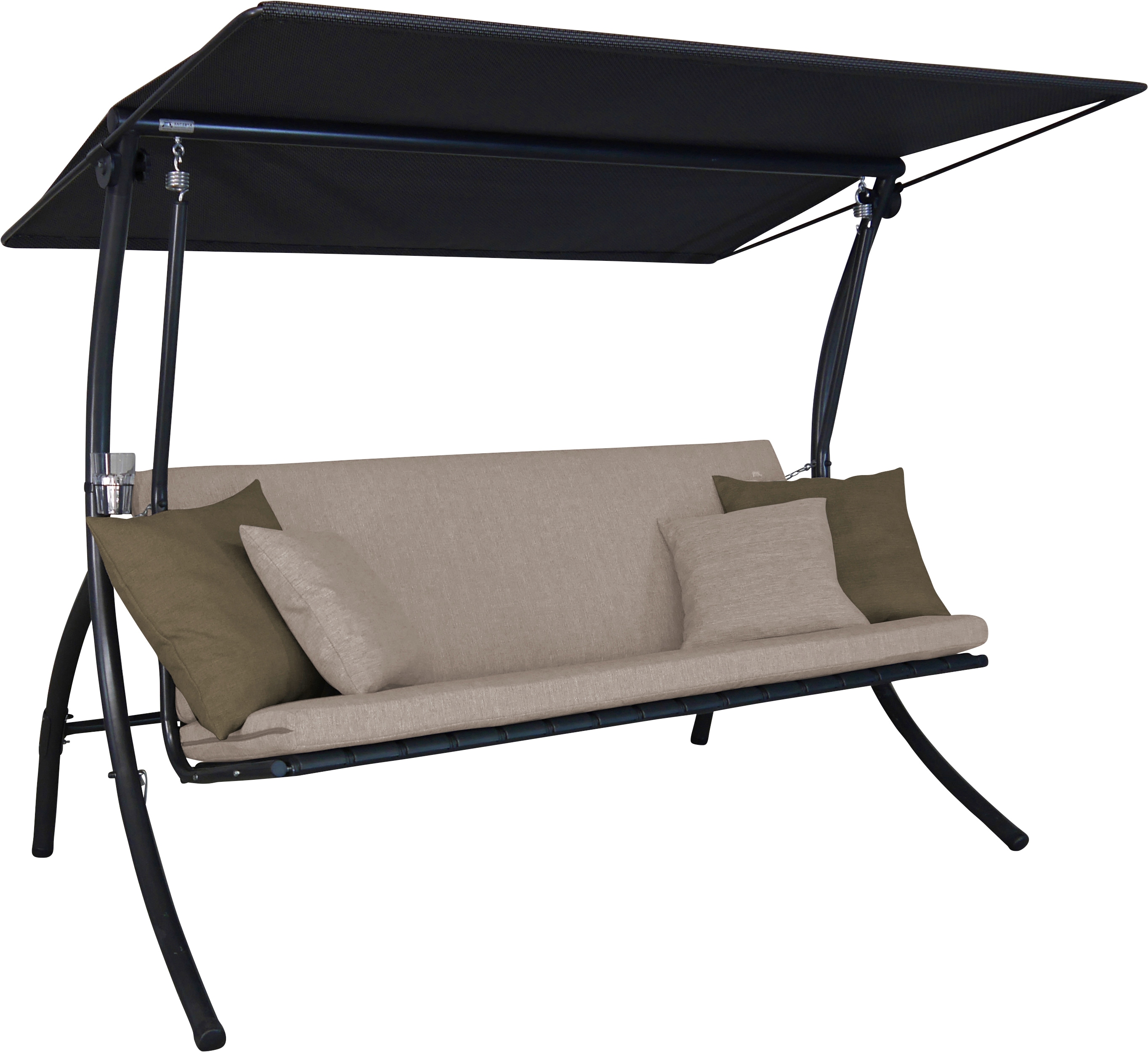 Hollywoodschaukel "Motion Smart sand, TOPSELLER", beige, B:210 H:160 T:145, Obermaterial: 100% Polyester, ANGERER FREIZEITMÖBEL, Hollywoodschaukeln Image
