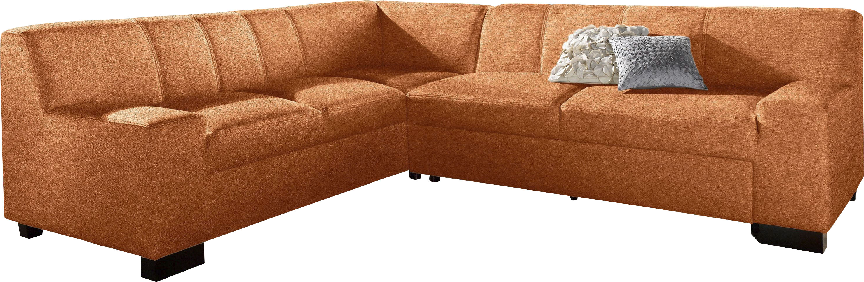 Ecksofa DOMO COLLECTION "Norma, moderne Armlehnen, zeitlos und elegant, Breite 247cm, L-Form", orange (terrakotta), B:247cm H:74cm T:212cm, Microfaser PRIMABELLE (100% Polyester);Kunstleder SOFTLUX;Struktur (90% Polyester, 10% Polyacryl);NaturLEDER...