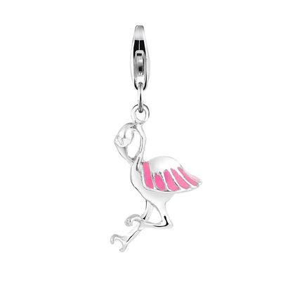 Nenalina - Anhänger Flamingo Emaille 925 Sterling Silber Charms & Kettenanhänger Damen