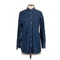 Ann Taylor LOFT Long Sleeve Button Down Shirt: Blue Tops - Women's Size Small