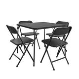 COSCO 5-Piece Solid Resin Centerfold Table & Chair Dining Set Plastic/Resin in Black | 28 H x 34 W x 34 D in | Wayfair 37458BLK1E