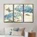 Design Art Butterfly Blue Garden II - Traditional Framed Canvas Wall Art Set Of 3 Canvas, Wood in Blue/Brown | 32 H x 48 W x 1 D in | Wayfair
