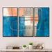 Design Art Modern Simply Blue - Modern & Contemporary Framed Canvas Wall Art Set Of 3 Canvas, Wood in Blue/Gray/White | 32 H x 48 W x 1 D in | Wayfair