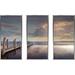 Picture Perfect International Evening Reflection - 3 Piece Floater Frame Photograph on Canvas in Gray/Indigo | 33.5 H x 52.5 W x 2 D in | Wayfair