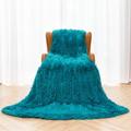 Mercer41 Botyo Luxury Sherpa Throw Blanket, Warm & Cozy Faux Fur Blanket For Couch Sofa Bed Faux Fur in Blue | 60 W in | Wayfair