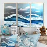 Rosecliff Heights Blue Sky w/ Clouds - 3 Piece Floater Frame Painting on Canvas Canvas, Wood in White | 28 H x 36 W x 1 D in | Wayfair