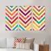 Latitude Run® Zigzag Bright Chevron In Retro Colors - Patterned Framed Canvas Wall Art Set Of 3 Metal in Green/Indigo | 32 H x 48 W x 1 D in | Wayfair