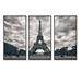 Latitude Run® Paris Eiffel Tower Under Dramatic Sky - 3 Piece Photograph on Canvas Metal in Black/Gray/White | 32 H x 48 W x 1 D in | Wayfair