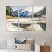 Loon Peak® Lake w/ Mountainscape - 3 Piece Picture Frame Painting on Canvas Metal in Blue/Gray/Green | 32 H x 48 W x 1 D in | Wayfair