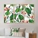 Bayou Breeze Pink & White Tulips w/ Bright Green Leaves I - 3 Piece Floater Frame Graphic Art on Canvas Metal in Green/Pink/White | Wayfair