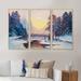 Loon Peak® Little Bridge & Snow Covered Landscape - Traditional Framed Canvas Wall Art Set Of 3 Canvas, Wood in White | 20 H x 36 W x 1 D in | Wayfair