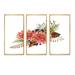 Red Barrel Studio® Red Autumn Flowers Bouquet II - Traditional Framed Canvas Wall Art Set Of 3 Metal in Brown/Green/Red | Wayfair