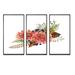 Red Barrel Studio® Red Autumn Flowers Bouquet II - Traditional Framed Canvas Wall Art Set Of 3 Metal in Brown/Green/Red | Wayfair
