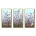 Red Barrel Studio® Chinoiserie w/ Birds & Peonies II - Traditional Framed Canvas Wall Art Set Of 3 Metal in Blue/Brown/Pink | Wayfair