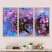 Orren Ellis Pink & Blue Luxury Abstract Fluid Art - Modern Framed Canvas Wall Art Set Of 3 Canvas, Wood in White | 20 H x 36 W x 1 D in | Wayfair