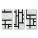 George Oliver Black & Labyrinth Geometric - Mid-Century Modern Framed Canvas Wall Art Set Of 3 Canvas, Wood in White | 28 H x 36 W x 1 D in | Wayfair