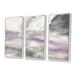 Wrought Studio™ Watercolor Minimal Purple Tones I - Farmhouse Framed Canvas Wall Art Set Of 3 Canvas, Wood in White | 28 H x 36 W x 1 D in | Wayfair