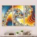 Wrought Studio™ Multidimensional Fractal Spiral - Modern Framed Canvas Wall Art Set Of 3 Canvas, Wood in White | 28 H x 36 W x 1 D in | Wayfair