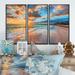 Highland Dunes Glorious Sunset Breaking Waves By The Shore - Nautical & Coastal Framed Canvas Wall Art Set Of 3 Canvas, in White | Wayfair
