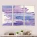 Wrought Studio™ Watercolor Purple Haze I - Modern & Contemporary Framed Canvas Wall Art Set Of 3 Metal in Blue/Indigo | 32 H x 48 W x 1 D in | Wayfair