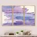 Wrought Studio™ Watercolor Purple Haze I - Modern & Contemporary Framed Canvas Wall Art Set Of 3 Canvas, in White | 20 H x 36 W x 1 D in | Wayfair