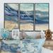 Highland Dunes Coast Blue Sea Waves Watercolour - Nautical & Coastal Framed Canvas Wall Art Set Of 3 Canvas, in White | Wayfair