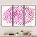 George Oliver Pink Burst - Mid_Century_Modern Framed Canvas Wall Art Set Of 3 Metal in Pink/White | 32 H x 48 W x 1 D in | Wayfair