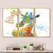 Bungalow Rose Colorful Safari Animals D - Tropical Framed Canvas Wall Art Set Of 3 Metal in Blue/Orange/Yellow | 32 H x 48 W x 1 D in | Wayfair